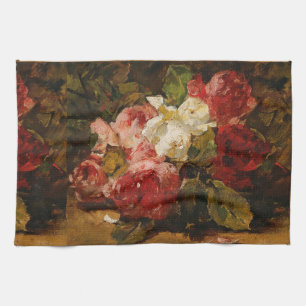 Vintage French Georges Jeannin Roses III Tea Towel