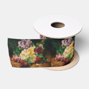 Vintage French Georges Jeannin Roses Satin Ribbon