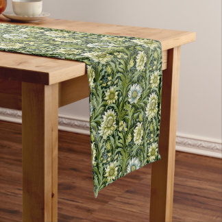 Vintage French Green Provincial Charms Long Table Runner