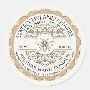 Vintage French Hand Pomade Cuticle Cream with Bee  Classic Round Sticker