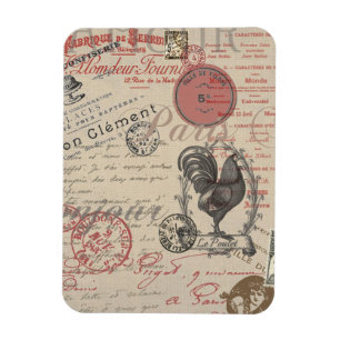 Vintage French Handwriting Paris Rooster Magnet