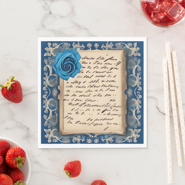 Vintage French Handwritten Letter Napkin (Insitu)