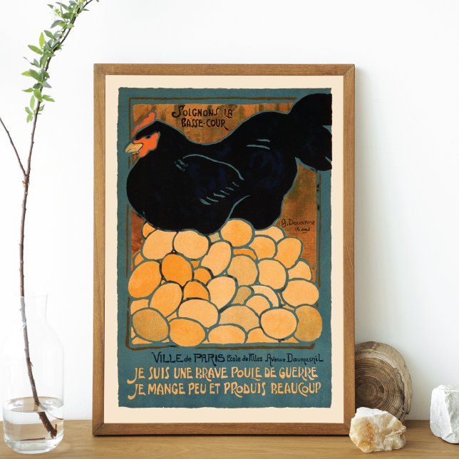 Vintage French Hen Advertising Lithograph Poster (Creator Uploaded)