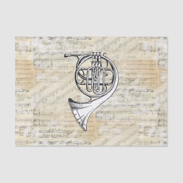 Vintage French Horn Sheet Music Tissue Paper (Front)