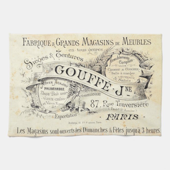 Vintage French Image On Kitchen Towels (Horizontal)