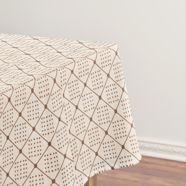 Vintage French Imperial Dot & Diamond Pattern Tablecloth (In Situ)