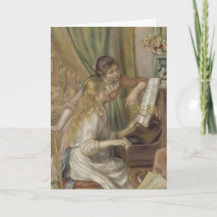Vintage French Impressionist Piano Girls Art Holiday Card