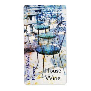 Vintage french impressionist style cafe wine label