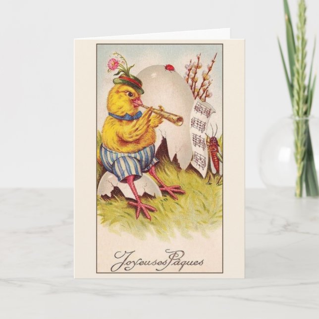 Vintage French Joyeuses Pâques Easter Card (Front)