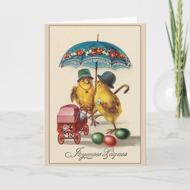 Vintage French Joyeuses Pâques Easter Card (Front)