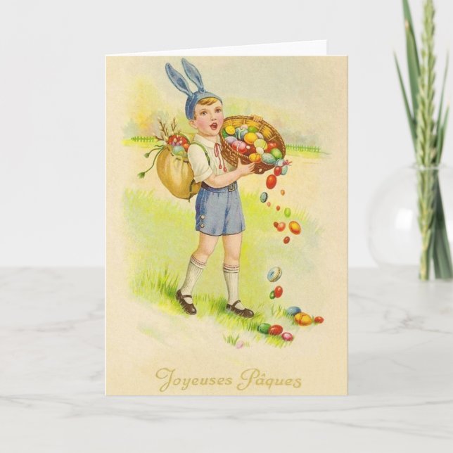 Vintage French Joyeuses Pâques Easter Card (Front)