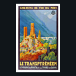 Vintage French Le Transpyrénéen Travel Poster<br><div class="desc">A reproduction copy of an original 1930s French travel poster promoting train journeys to the Pyrénées featuring Le Viaduc de Porta. Digitally refurbished to bring out the original colours, even better and fix as many imperfections as possible. Please customise the poster size, texture, border and/or frame to suit your taste....</div>