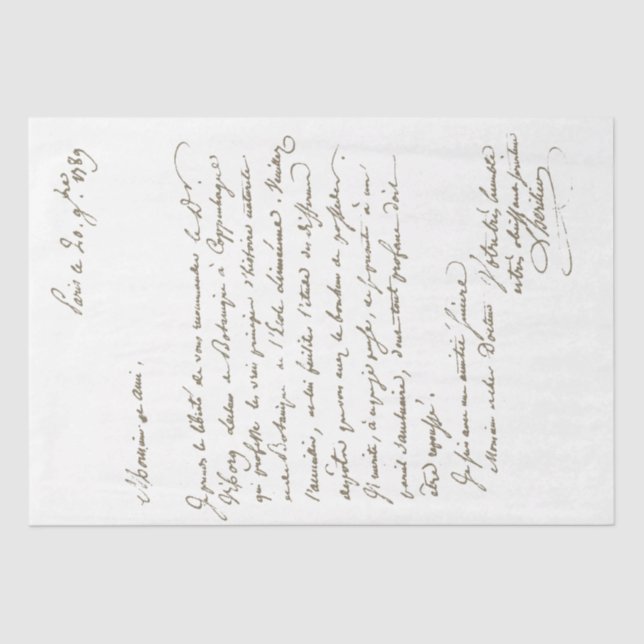 Vintage French Letter Botanical Gardens Script Tissue Paper (Front)