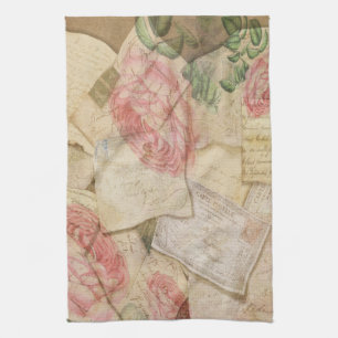 Vintage French Letters and Post Cards Tea Towel