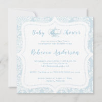 Vintage French Light Blue Damask Baby Shower Tea