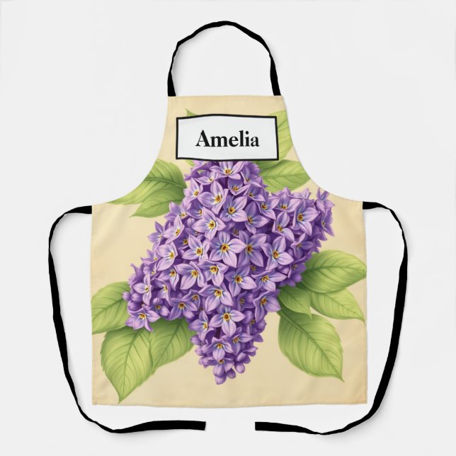 Vintage French Lilac Botanical Apron (Front)