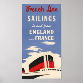 Vintage French Line Ocean Liner Poster