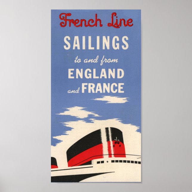 Vintage French Line Ocean Liner Poster (Front)