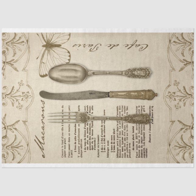 Vintage French Macarons Recipe Decoupage Tissue Paper (Front)