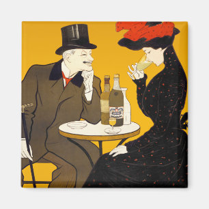 Vintage French Man and woman at a cafe (1900) Magnet