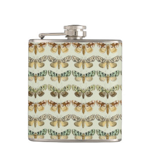 Vintage French Moths Hip Flask