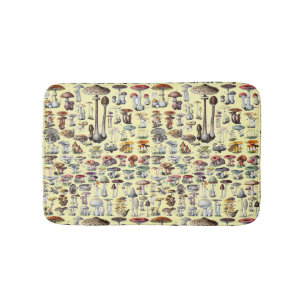 Vintage French Mushroom Cottagecore Botanical Art Bath Mat