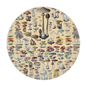 Vintage French Mushroom Cottagecore Botanical Art Cutting Board