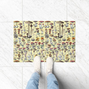 Vintage French Mushroom Cottagecore Botanical Art Doormat