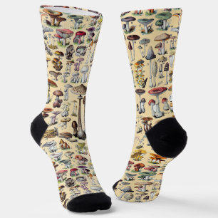 Vintage French Mushroom Cottagecore Botanical Art Socks