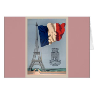 Vintage French National Flag & Eiffel Tower