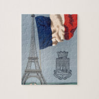 Vintage French National Flag & Eiffel Tower
