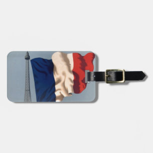 Vintage French National Flag & Eiffel Tower Luggage Tag