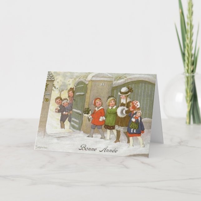 Vintage French New Year Greeting Card (Front)