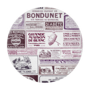 Vintage French Newspaper Ads 1910 Cutting Board