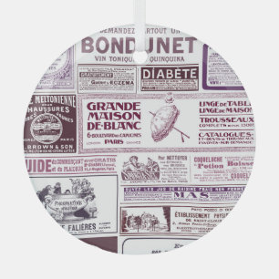 Vintage French Newspaper Ads 1910 Glass Tree Decoration