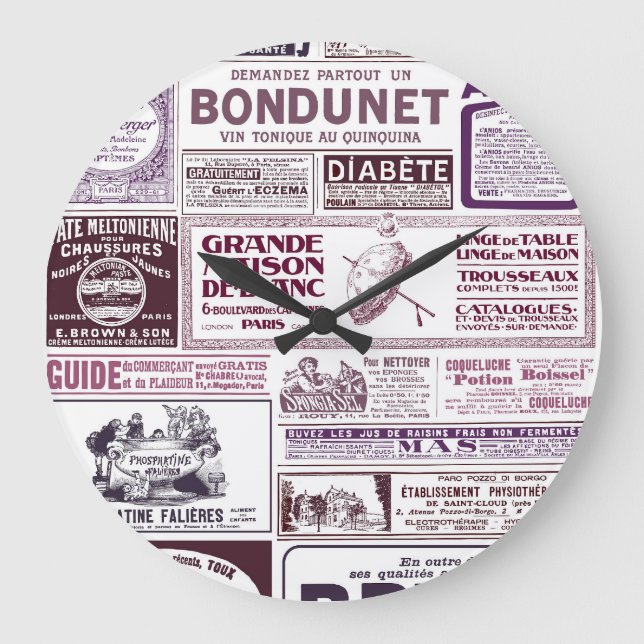 Vintage French Newspaper Ads 1910 Large Clock (Front)