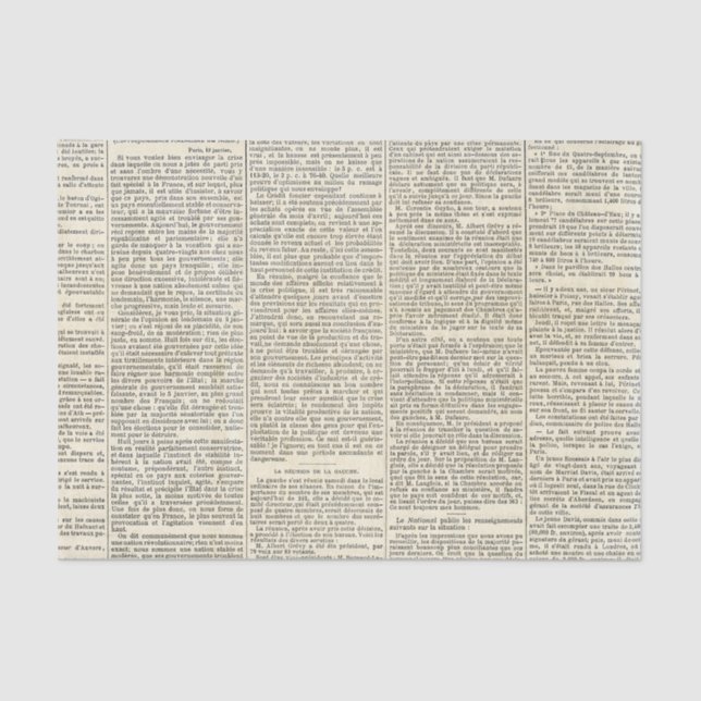 Vintage French Newspaper Tissue Paper (Front)
