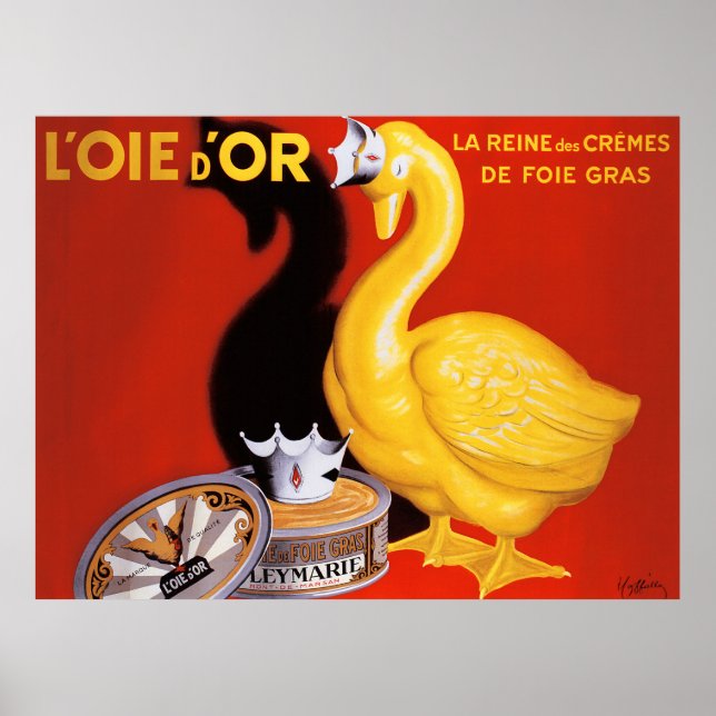 Vintage French Pate Food Art Poster Golden Goose (Front)