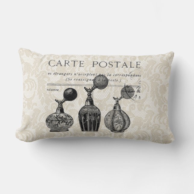 Vintage  French Perfume Bottles pillow (Front)