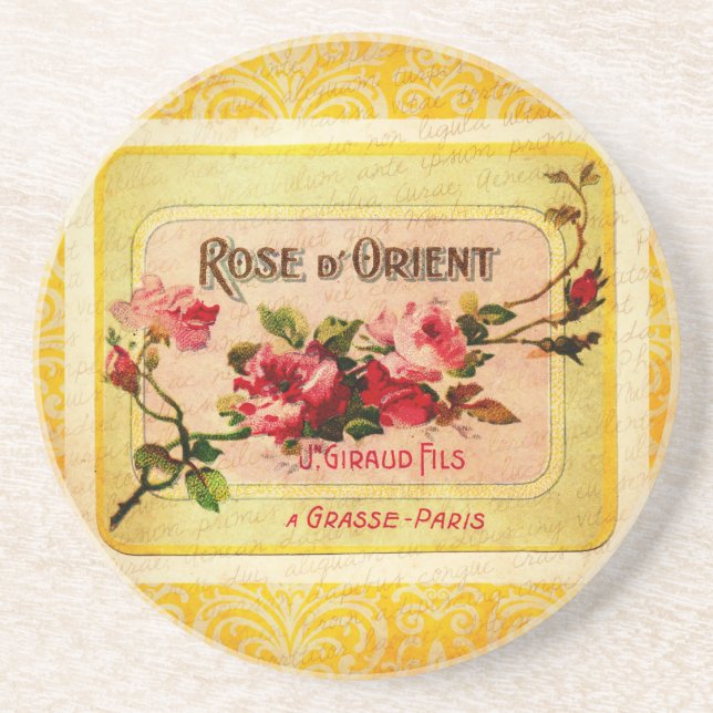 Vintage French Perfume Label Coaster (Front)