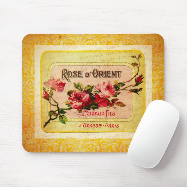 Vintage French Perfume Label Mouse Pad (With Mouse)
