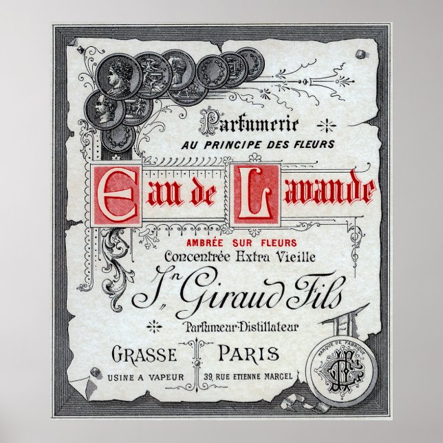 VINTAGE FRENCH PERFUME LABEL POSTER (Front)