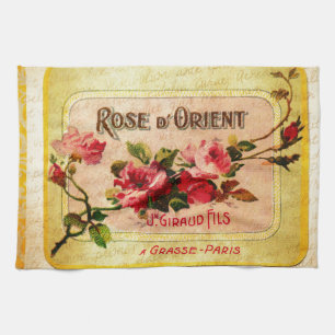 Vintage French Perfume Label Tea Towel