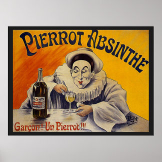 Vintage French Pierrot Absinthe Advertisement Poster