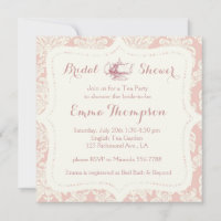 Vintage French Pink+Cream Damask Bridal Tea Party