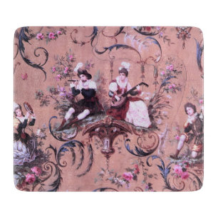 Vintage French Pink Toile Victorian Style Floral Cutting Board