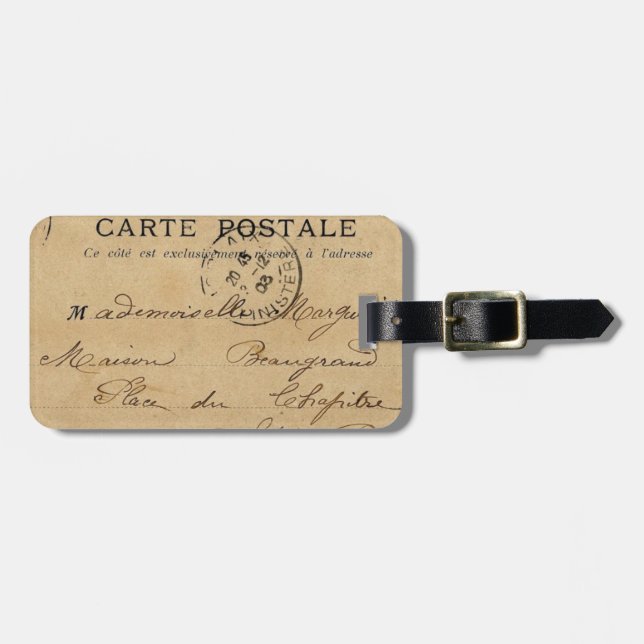 Vintage French Post Card Luggage Tag (Front Horizontal)