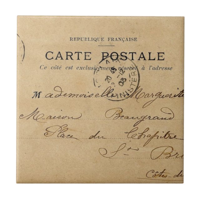 Vintage French Post Card Tile (Front)