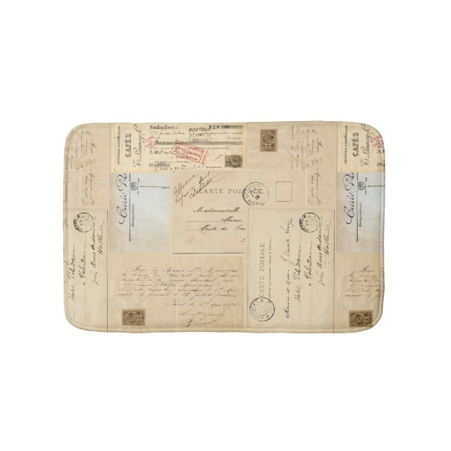 Vintage French Postcard Bathmat (Front)