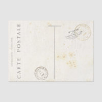 Vintage French Postcard Postmarked Tissue Paper